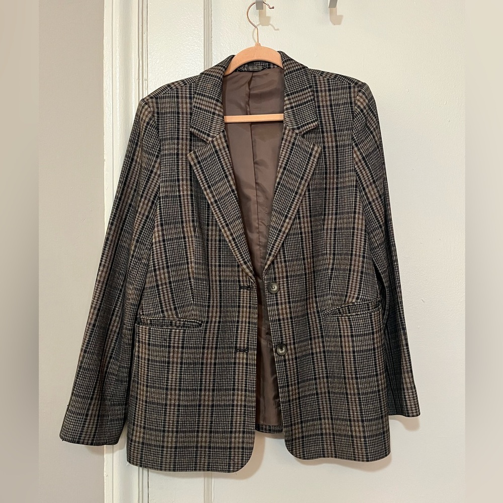 & Other Stories Fitted Checkered Blazer in Size 8